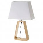 Large lamp in light oak and white shade