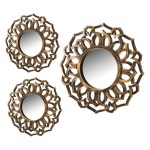 Set of 3 gold wall mirrors