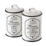 Set of 2 retro ceramic tea and coffee jars