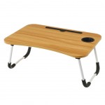 Tray on legs in metal and MDF - wood color