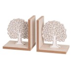 Wooden bookend Trees - natural and white
