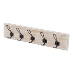 Paulownia wood wall-mounted coat rack, 5 hooks