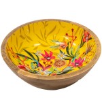Large Round Flowers Wooden Bowl - Allen Designs
