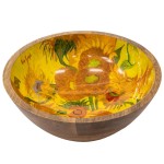 Large round wooden bowl Iris - Sunflowers - Van Gogh