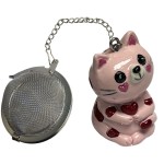 Pink kitten charm tea ball