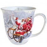 Santa On Sledge - Fine Bone China Mug