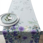 Lunaria green cotton table runner 40 x 150 cm
