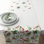 Cotton Table Runner  Birds and Berries