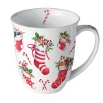 Fine porcelain Christmas stockings mug  0.4 litre