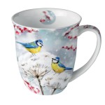 Fine porcelain winter tits mug  0.4 litre