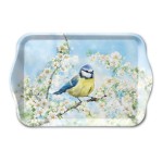 Mini rectangular melamine tray Blue Tit and Spring Blossoms