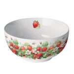 Fine Bone China Bowl  Strawberries & White Flowers