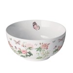 Fine Bone China Bowl  Roses & Pink Butterflies