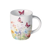 Small mug colorful butterflies and spring flowers