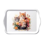 Mini rectangular melamine tray Kittens in a Flower Basket