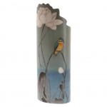 Ohara Koson silhouette ceramic vase - Kingfisher with Lotus