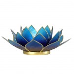 Lotus candlelight holder violet-blue gold trim