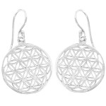 Flower of life earrings brass silver-colored