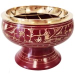 Incense burner brass for charcoal and incense sticks - Red