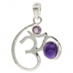 Ohm  pendant 925 silver with amethyst