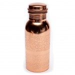 Copper bottle floral design etched  500 ml