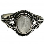 Brass and rock crystal adjustable ring