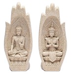 Namaste Mudra Hands with Sand-colored Buddhas Statuettes
