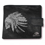 Leather wallet - Indian Skull - black