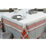 Mareva coated tablecloth - Grey and Orange