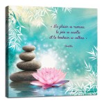 Buddha quote zen canvas lotus and stones 40 x 40 cm