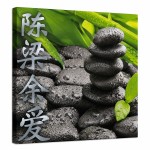 Zen pebbles and bamboo canvas wall art 40 x 40 cm