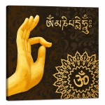 Buddha vitarka mudra and Om symbol canvas 40 x 40 cm