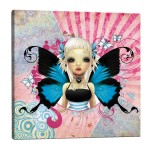 Blue butterfly fairy canvas wall art 28 x 28 cm