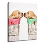 Labrador puppies in baskets canvas wall art 30 x 40 cm