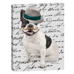 Poet bulldog printed canvas wall art 30 x 40 cm