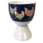Stoneware Egg Cup Floral Hen Blue Design