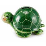 Green turtle money box in resin