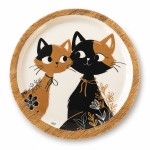 Cat dish in mango wood and resin Faye 15 cm