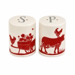 Faye red farm ceramic salt and pepper shaker set