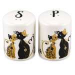Faye black and gold cat salt and pepper shakers