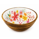 Faye Mango Wood Salad Bowl 25 cm Floral Design