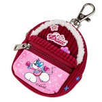 Diddl winter burgundy mini backpack keyring with 2 zip pockets