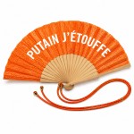 Orange Glitter Hand Fan with Wrist Strap