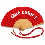 Red Glitter Hand Fan with Wrist Strap