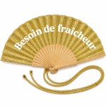 Gold Glitter Hand Fan with Wrist Strap