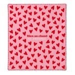Romantic Pink Fleece Throw with Red Hearts for Couples