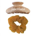 Glitter hair clip and scrunchie set �Lovely Grandma�