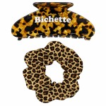 Bichette leopard hair claw clip and scrunchie set
