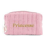 Princess Pink Toiletry Bag with Gold Embroidery