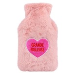 Traditional hot water bottle pink plush Grande frileuse cover 27